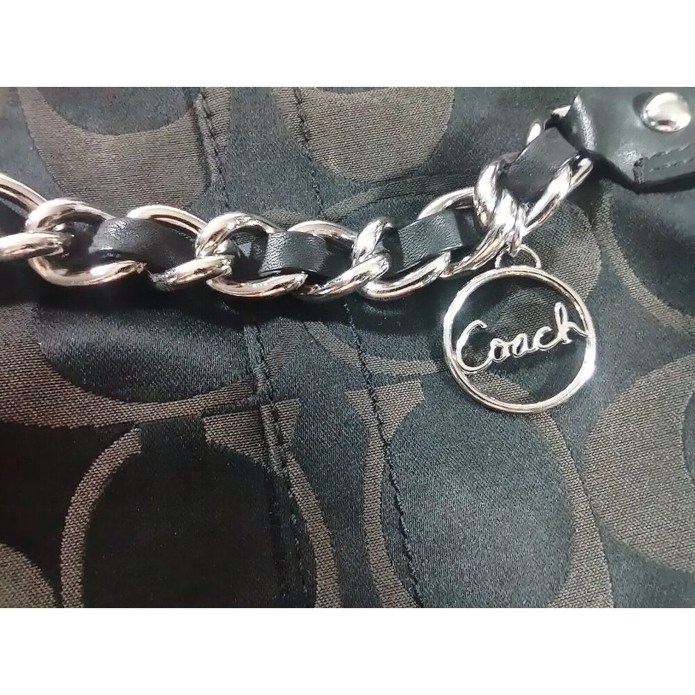 Coach Canvas/Leather F19730 Signature Crossbody Optic Chain Black Shoulder Bag - Picture 3 of 10